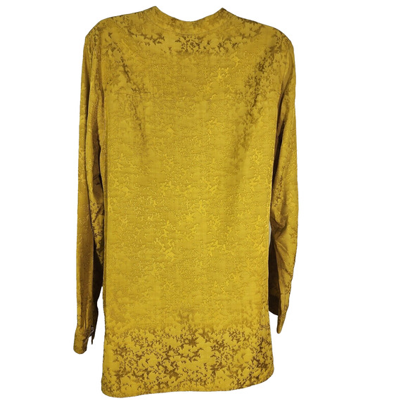 Soft Surrounding Top Blouse Women Medium Suranya Satin Gold Long Sleeve Jacquard - Picture 2 of 10